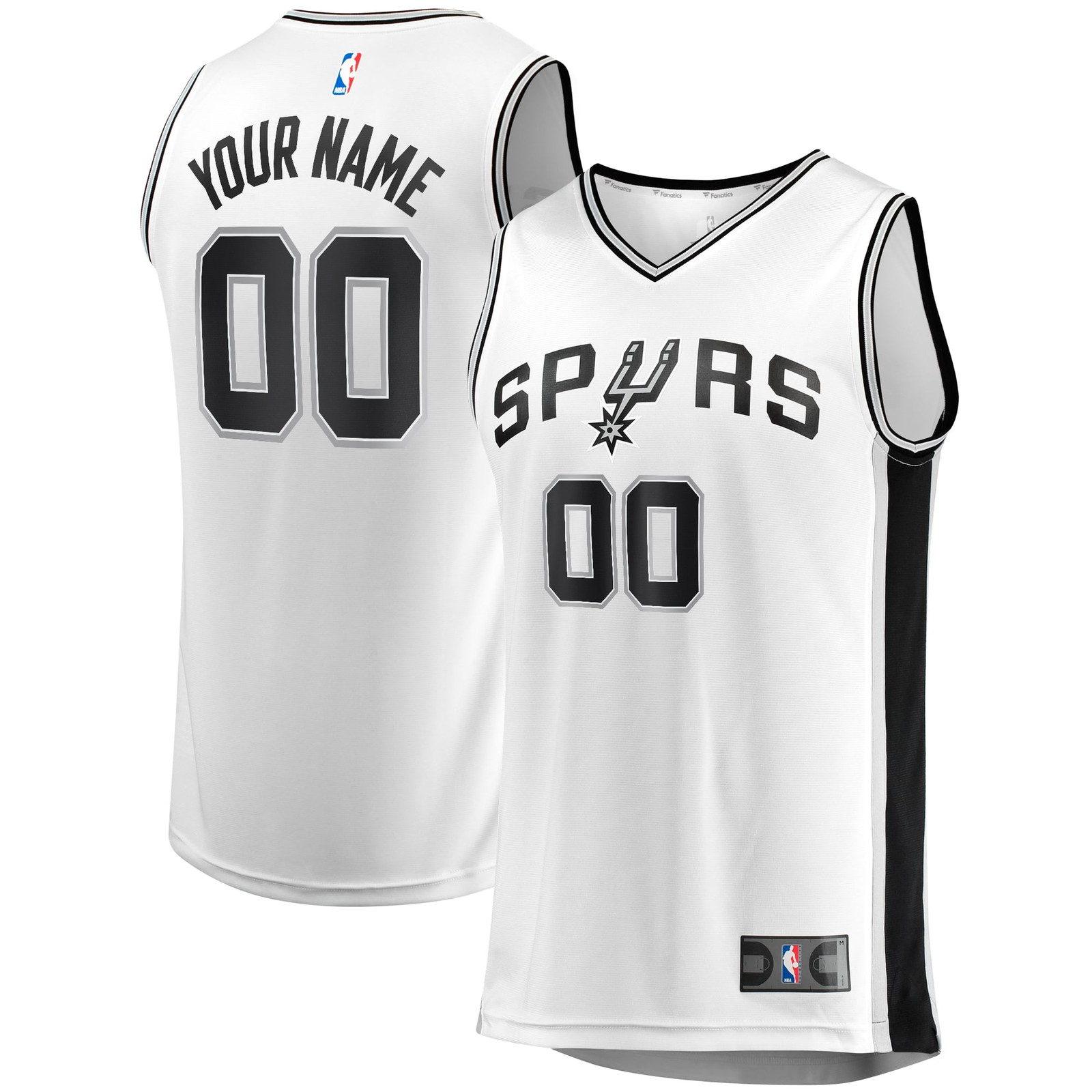 San Antonio Spurs Fast Break Custom Fan Version Jersey Association Edition - front and back view