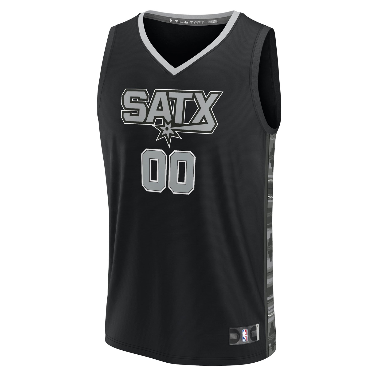 San Antonio Spurs Fast Break Custom Fan Version Jersey Black Statement Edition - front view