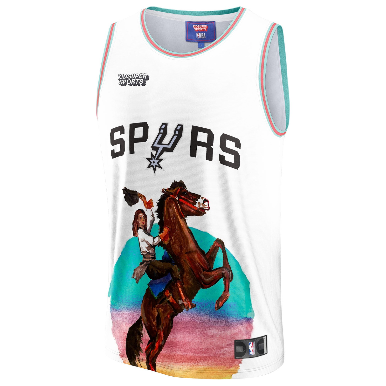 San Antonio Spurs NBA & KidSuper Studios by Unisex Hometown Jersey White - front view
