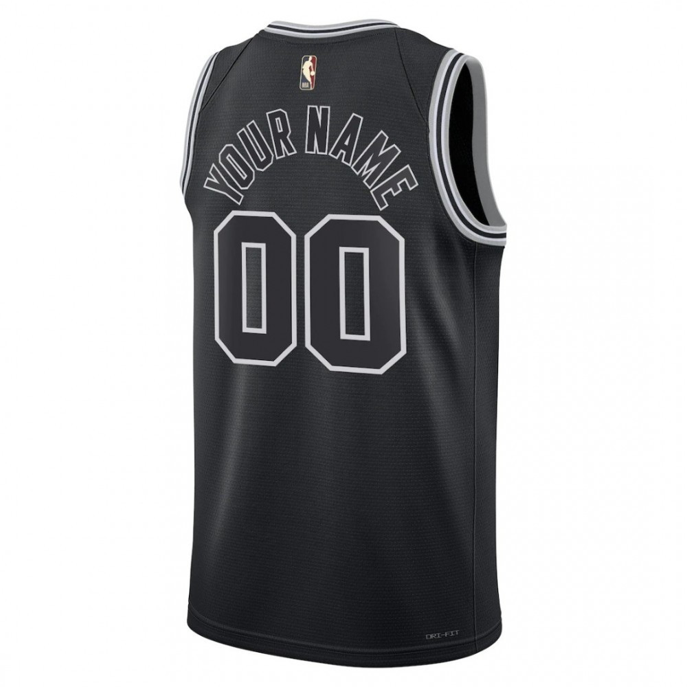 San Antonio Spurs Unisex 2022/23 Custom Swingman Jersey Classic Edition Black - back view