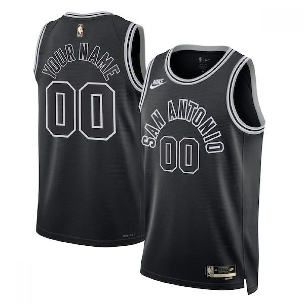 San Antonio Spurs Unisex 2022/23 Custom Swingman Jersey Classic Edition Black - front view