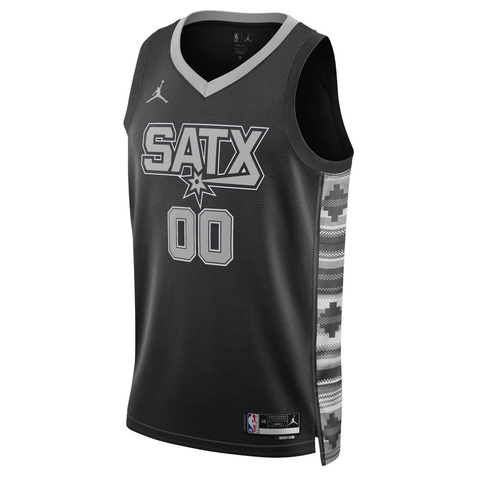 San Antonio Spurs Unisex 2022/23 Swingman Custom Jersey Statement Edition Black - front view