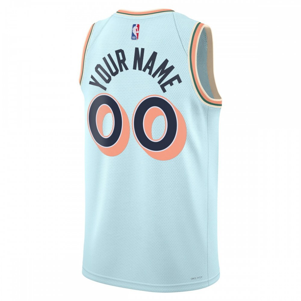 San Antonio Spurs Unisex 2024/25 Custom Swingman Jersey City Edition Light Blue - back view