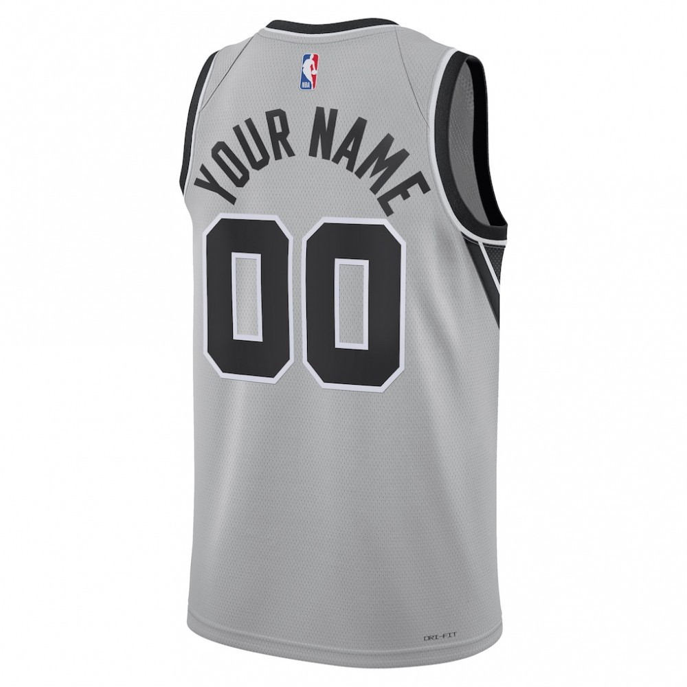 San Antonio Spurs Unisex Swingman Custom Jersey Statement Edition Silver - back view