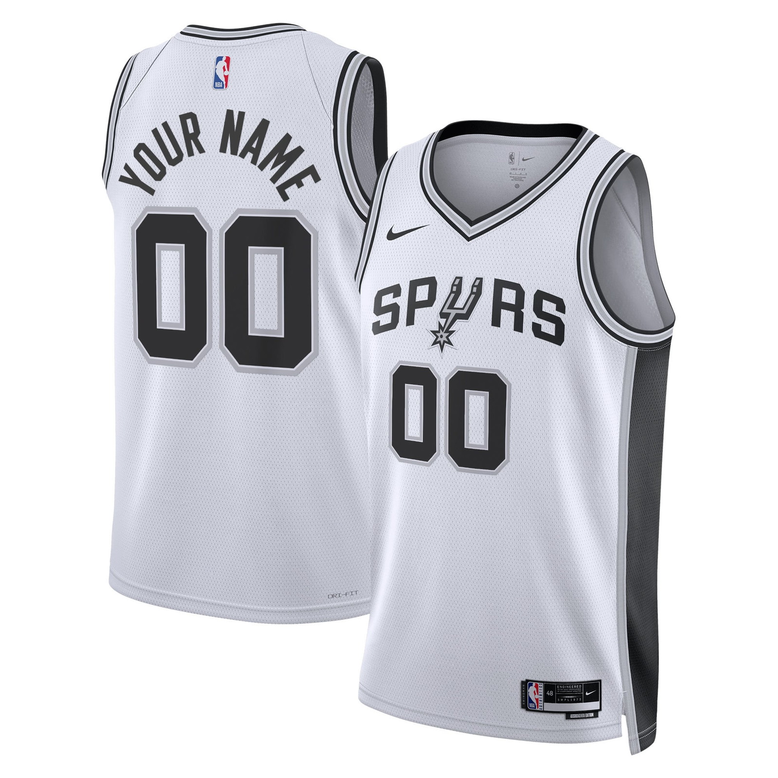 San Antonio Spurs Unisex Swingman Custom Jersey White Association Edition - front and back view