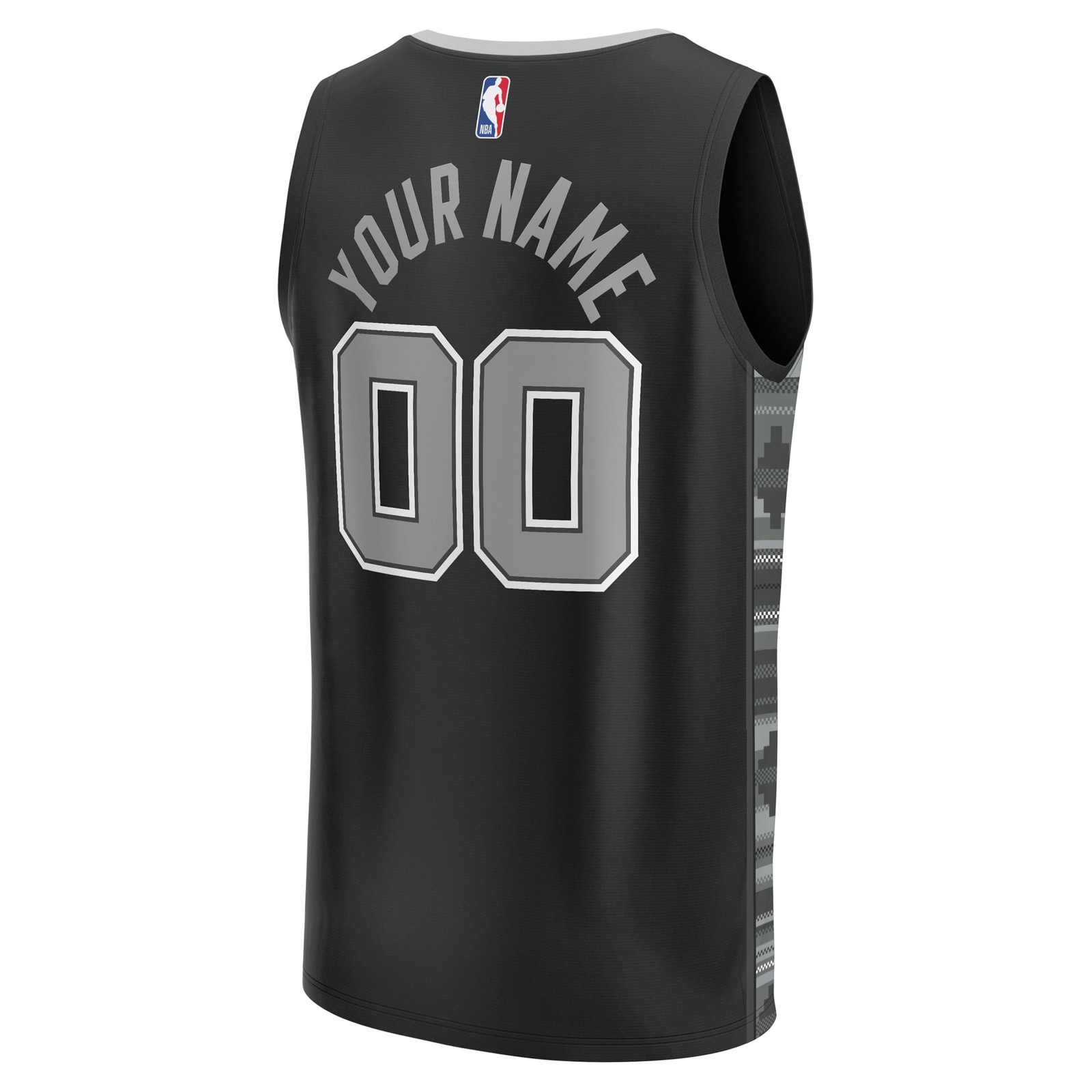 San Antonio Spurs Youth Fast Break Fan Version Custom Jersey Statement Edition Black - back view