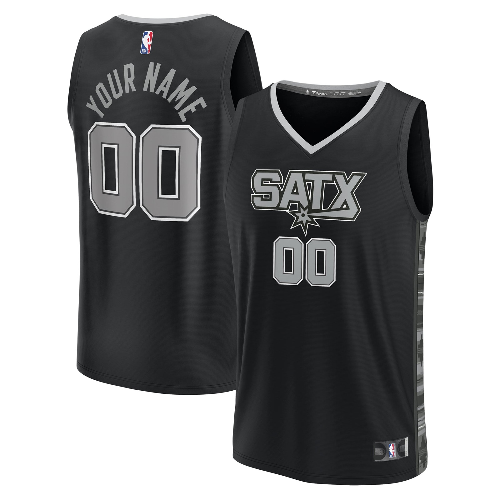 San Antonio Spurs Youth Fast Break Fan Version Custom Jersey Statement - front and back view