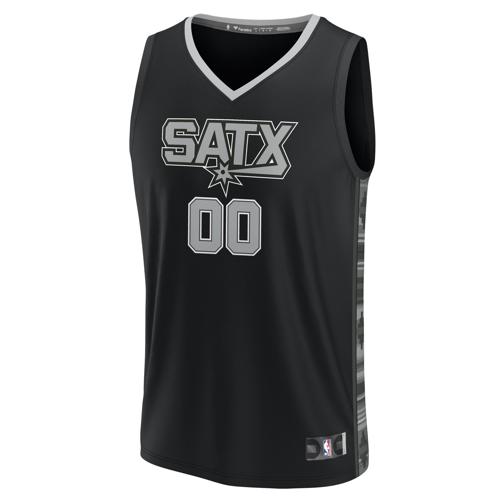 San Antonio Spurs Youth Fast Break Fan Version Custom Jersey Statement Edition Black - front view
