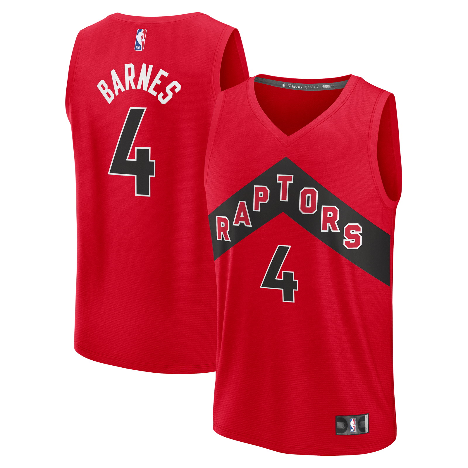 Scottie Barnes Toronto Raptors Fast Break Fan Version Jersey Icon Edition Red - front and back view