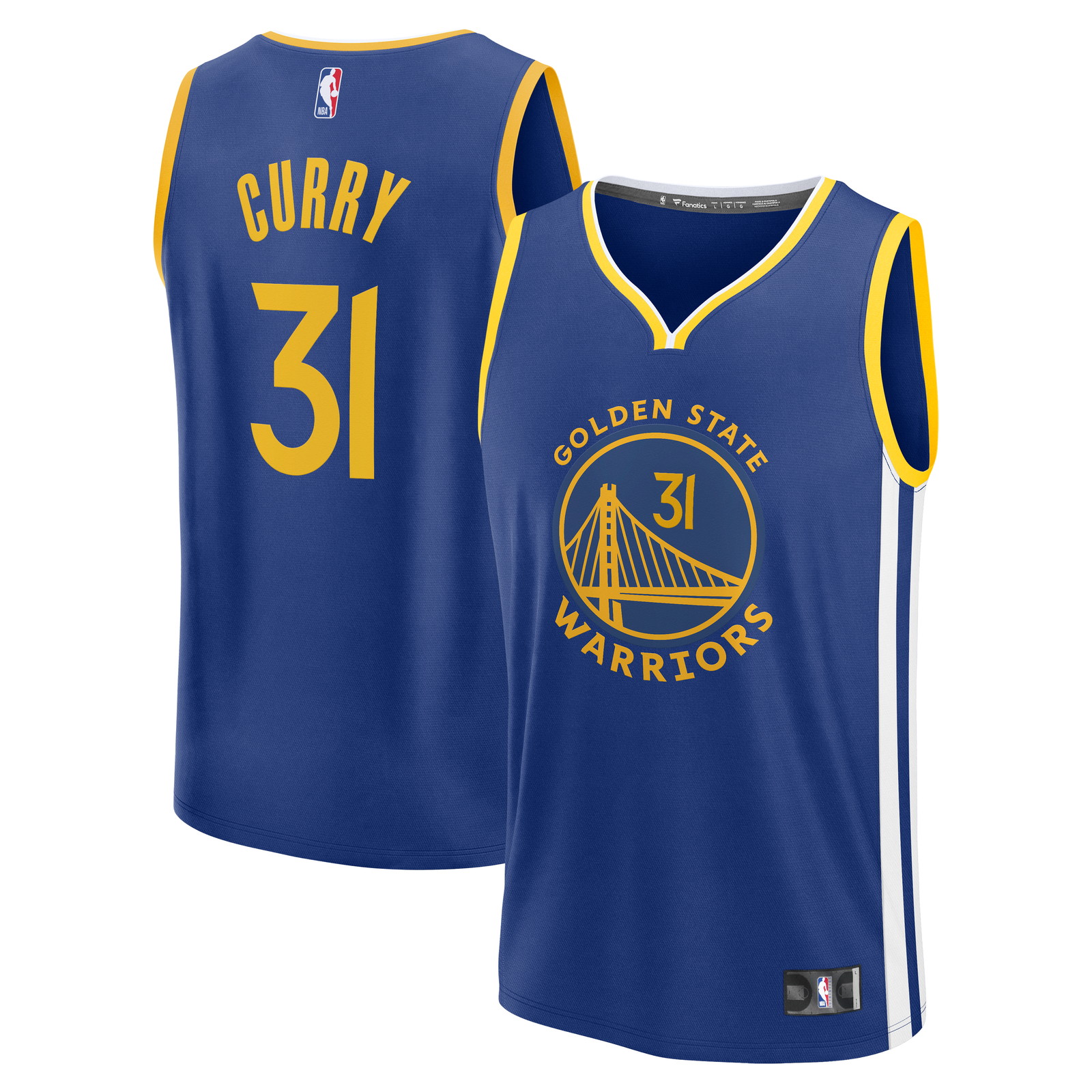 Seth Curry Golden State Warriors Fast Break Fan Version Jersey Blue Icon - front and back view