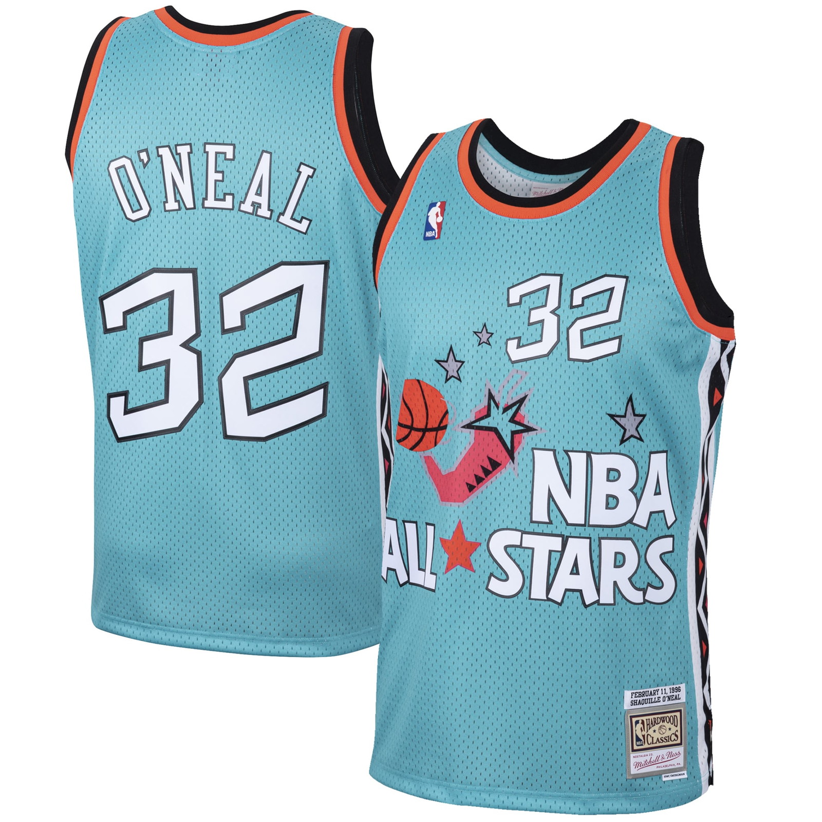 Shaquille O'Neal Eastern Conference 1996 All-Star Hardwood Classics Swingman - front and back view