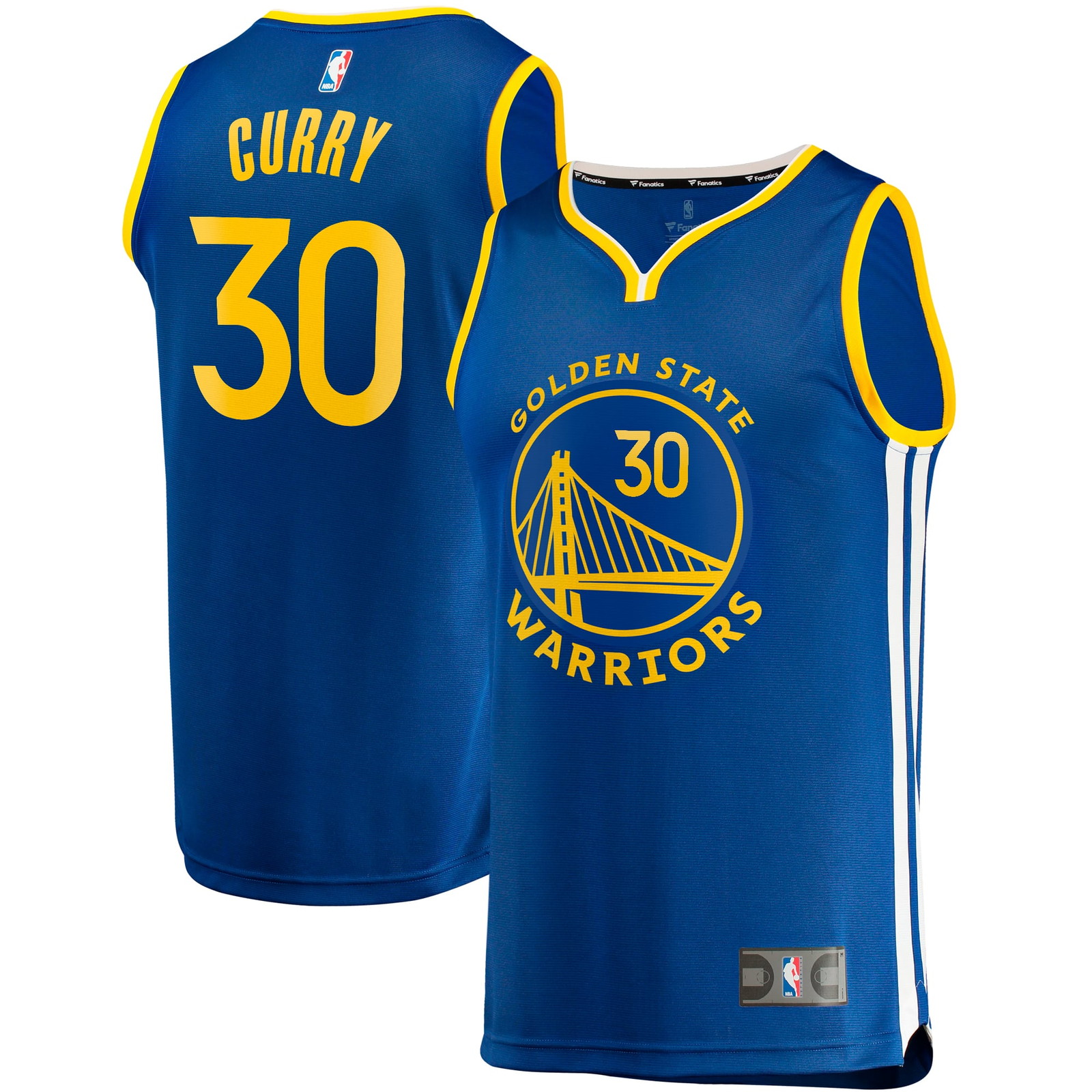 Stephen Curry Golden State Warriors Big & Tall Fast Break Player Jersey Royal - front and back view