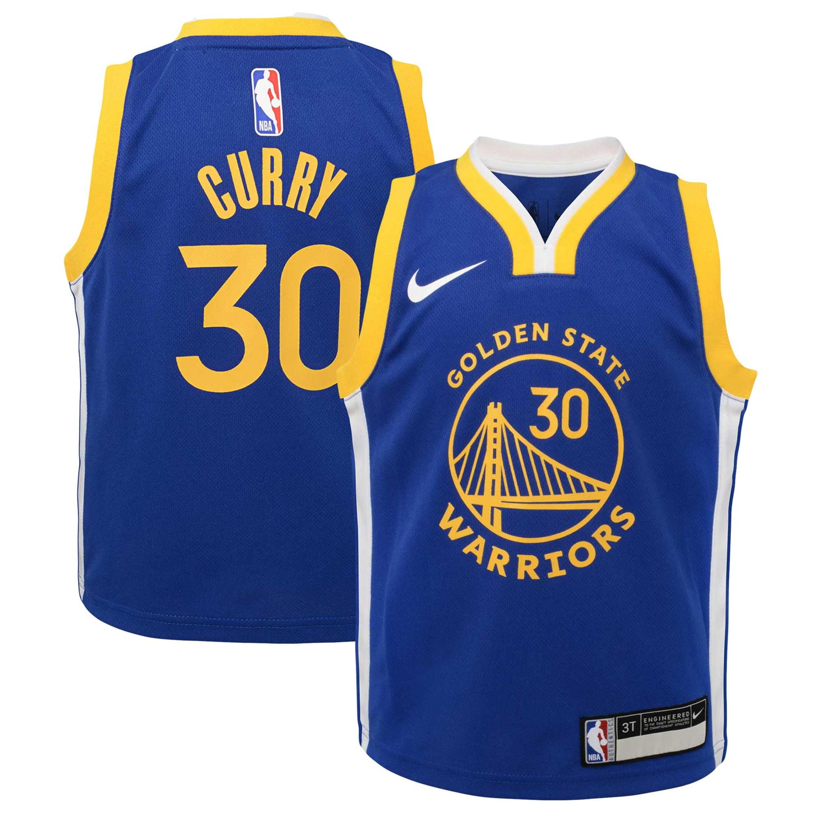 Stephen Curry Golden State Warriors Toddler Swingman Player Jersey Icon - front and back view