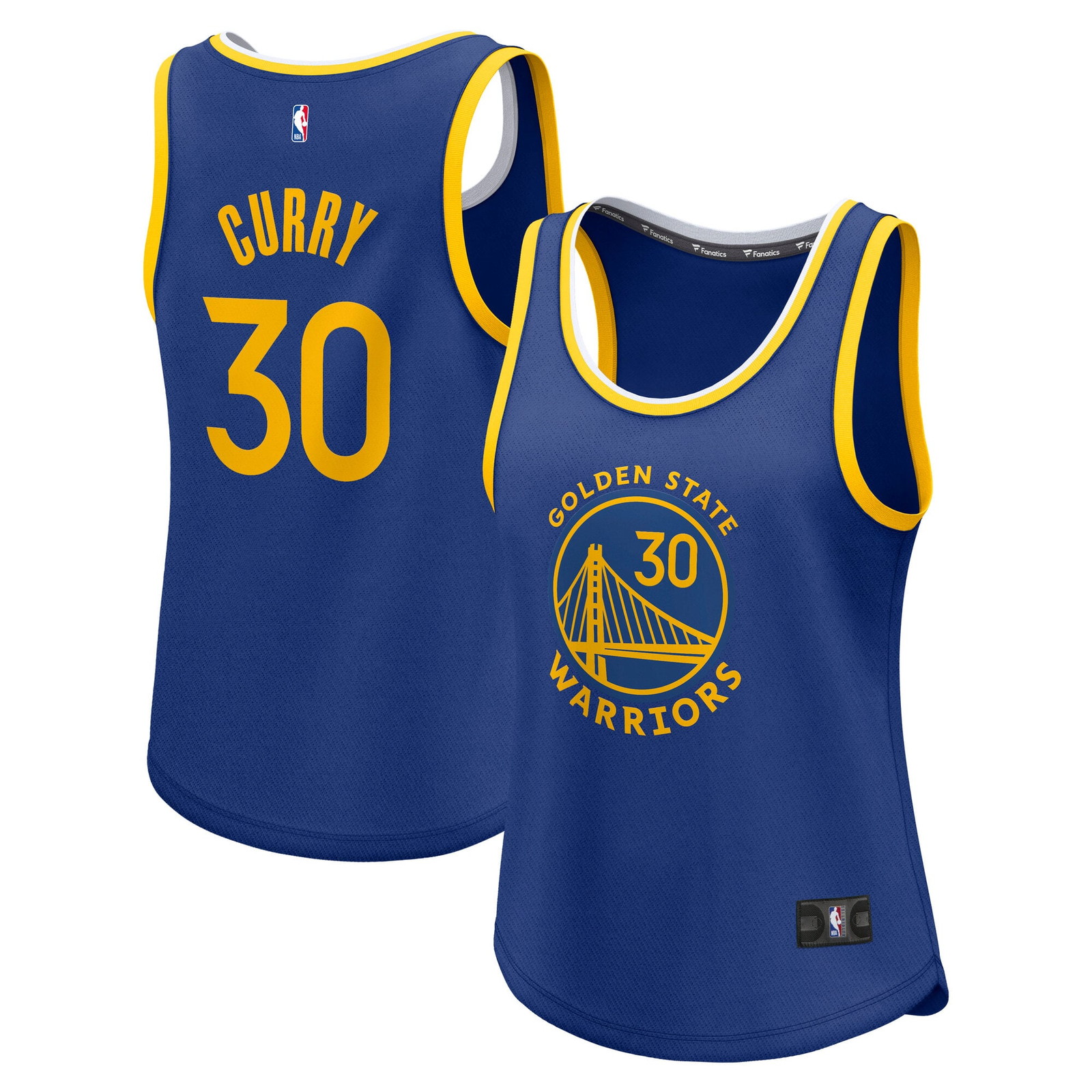 Stephen Curry Golden State Warriors Women's Fast Break Player Jersey Icon - front and back view