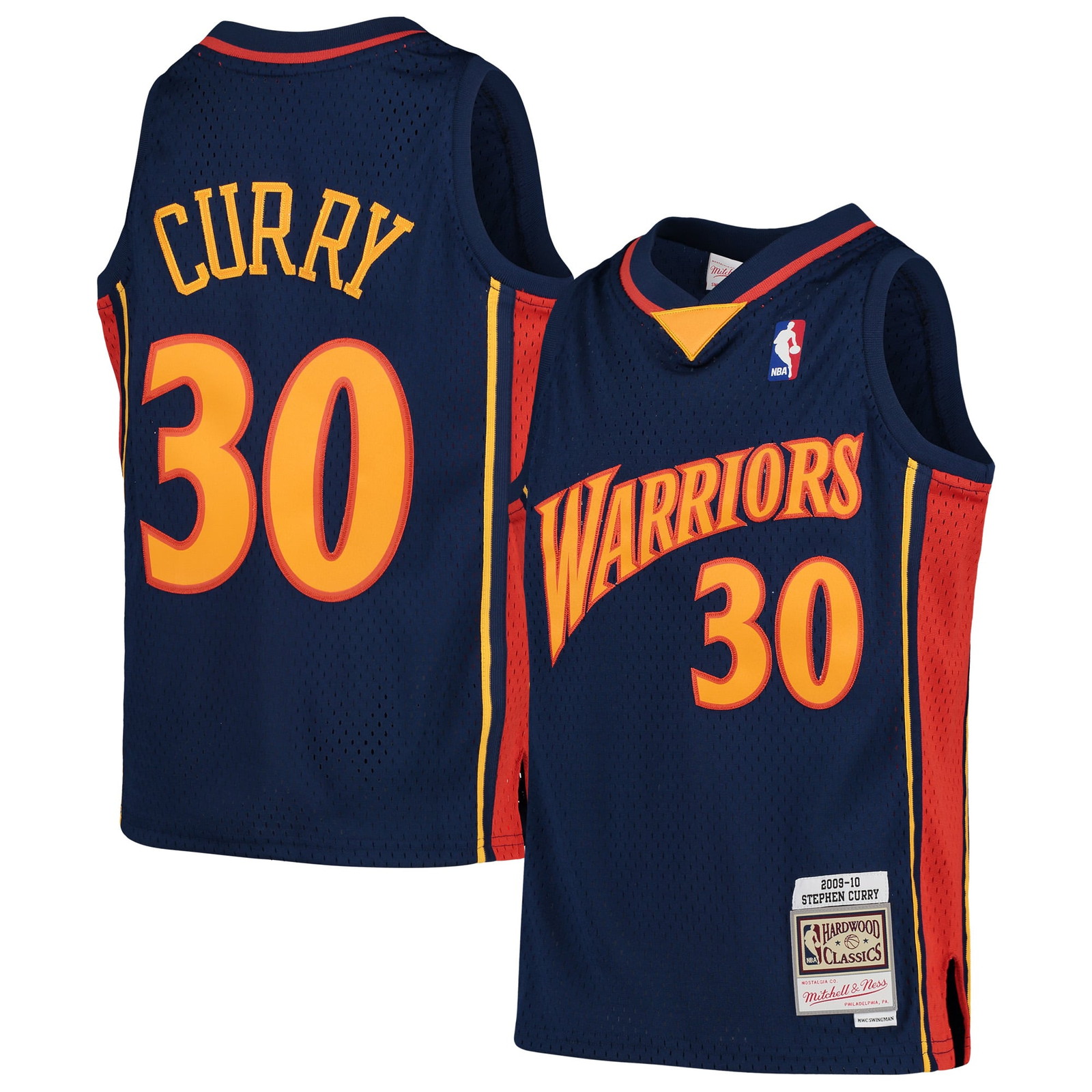 Stephen Curry Golden State Warriors Youth 2009-10 Hardwood Classics Swingman - front and back view