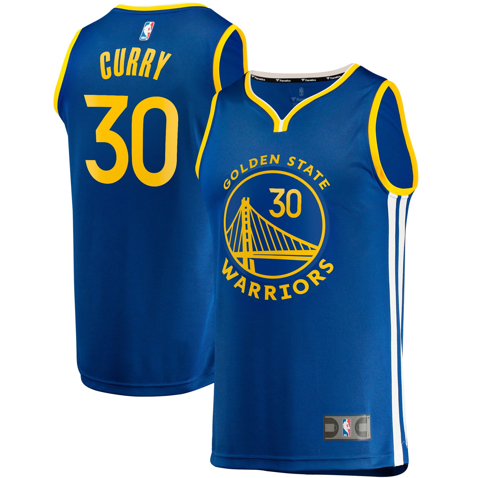 Stephen Curry Golden State Warriors Youth Fast Break Fan Version Jersey Icon - front and back view