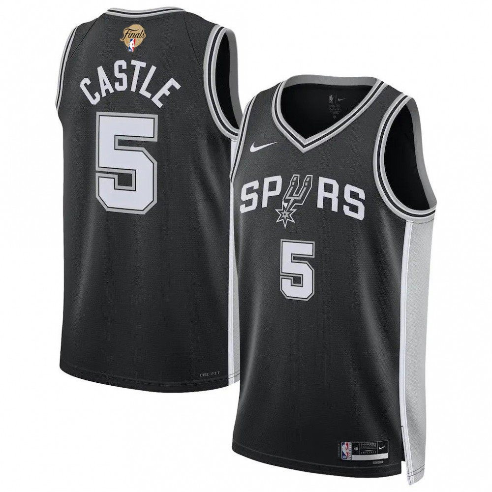 Stephon Castle San Antonio Spurs Black Unisex 2026 NBA Finals Patch Swingman Player - front view