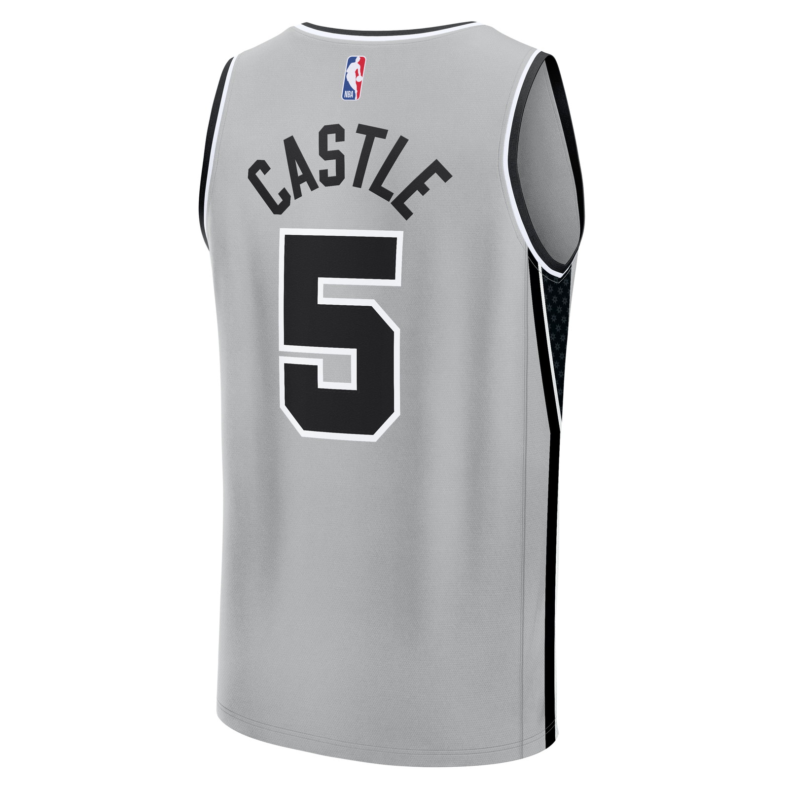 Stephon Castle San Antonio Spurs Youth Fast Break Jersey Statement Edition Silver - back view