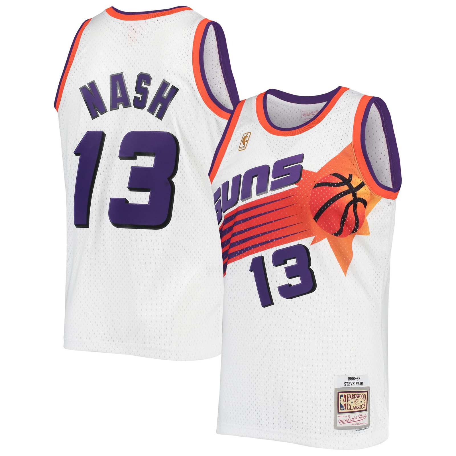 Steve Nash Phoenix Suns 1996/97 Hardwood Classics Swingman Jersey White - front and back view
