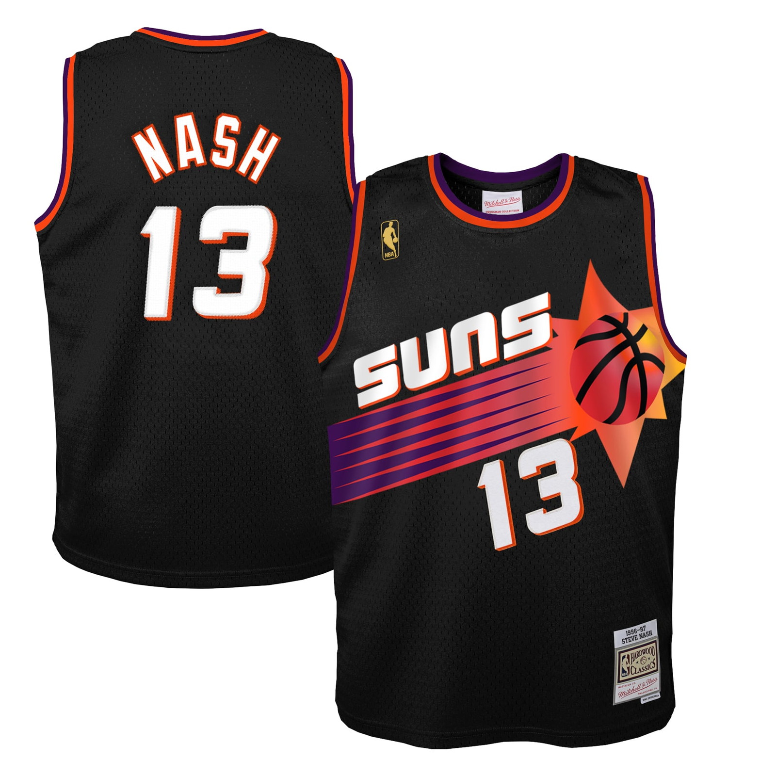 Steve Nash Phoenix Suns Toddler 1996/97 Swingman Jersey Black - front and back view