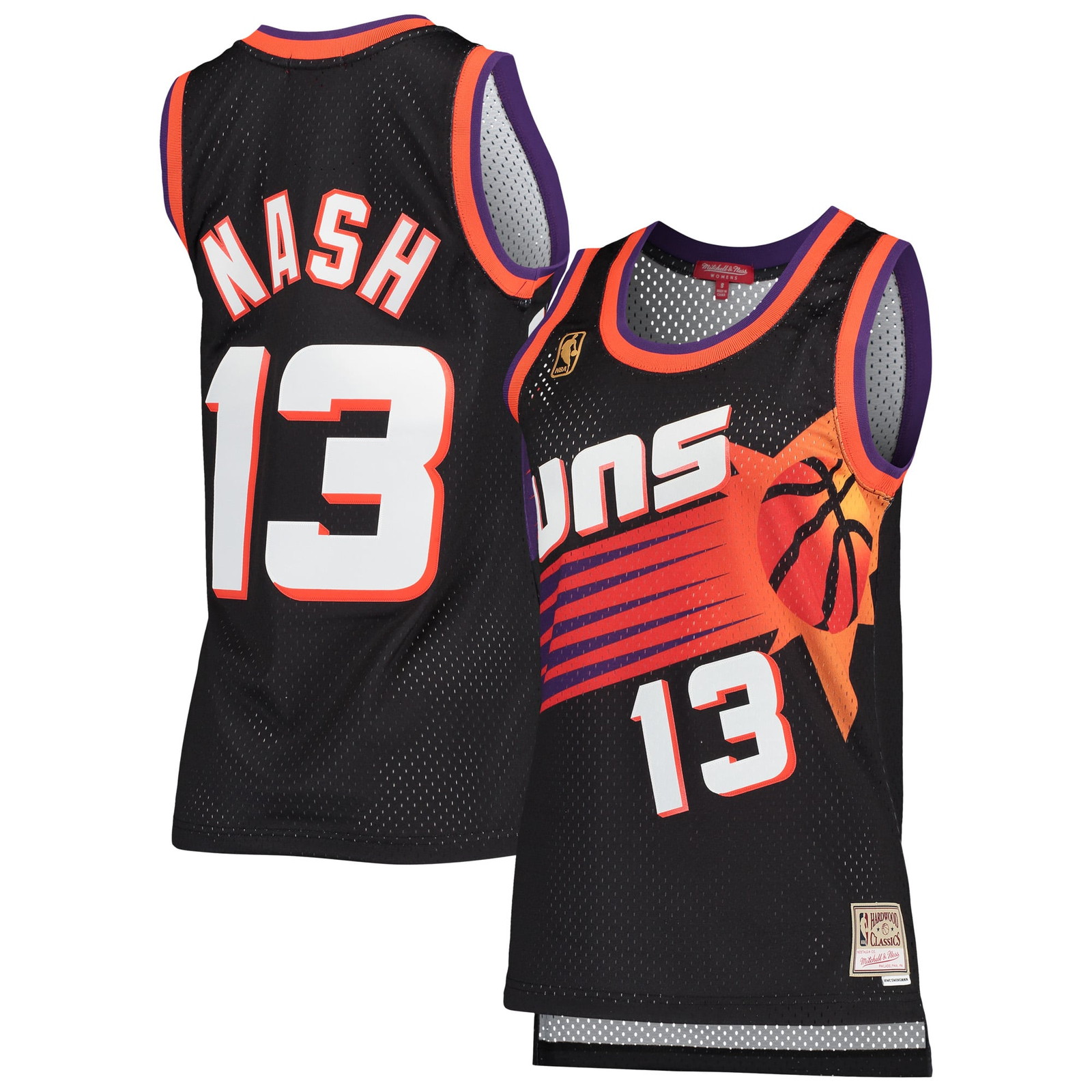 Steve Nash Phoenix Suns Women's Hardwood Classics Swingman Jersey Black - front and back view