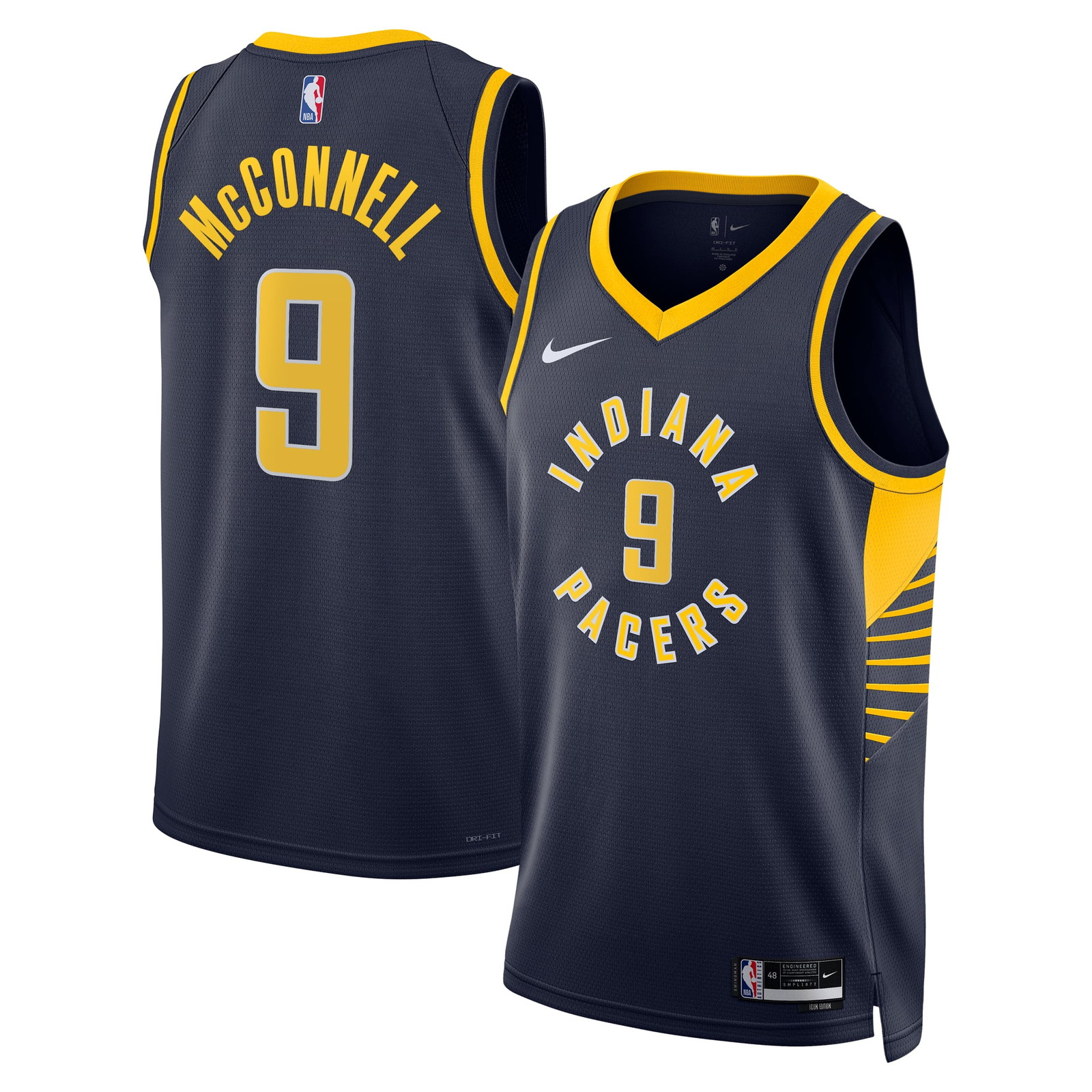 T.J. McConnell Indiana Pacers Unisex Swingman Fan Version Jersey Icon Edition - front and back view