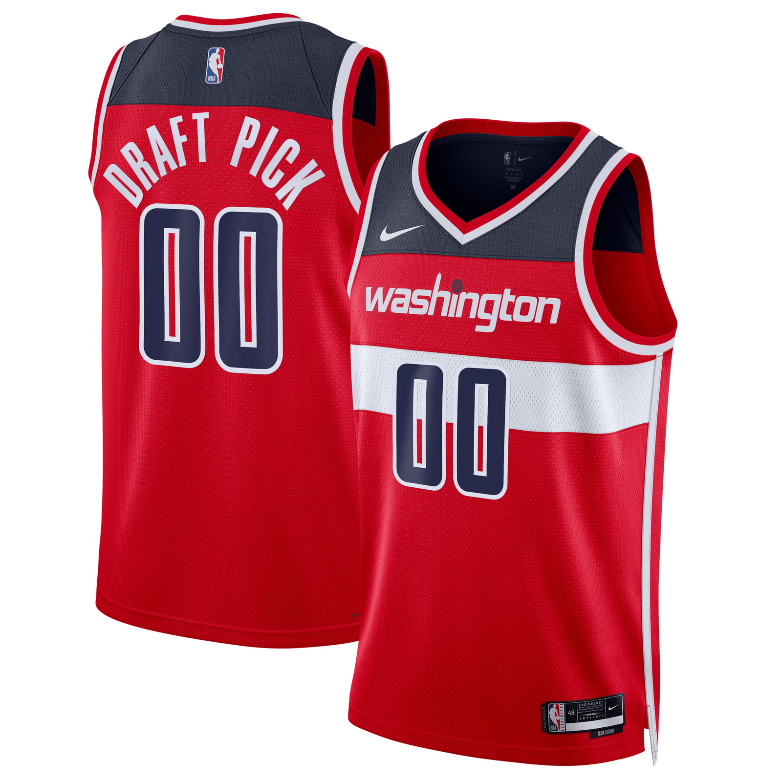 TBD Washington Wizards Youth 2026 NBA Draft First Round Pick Swingman Player - front and back view