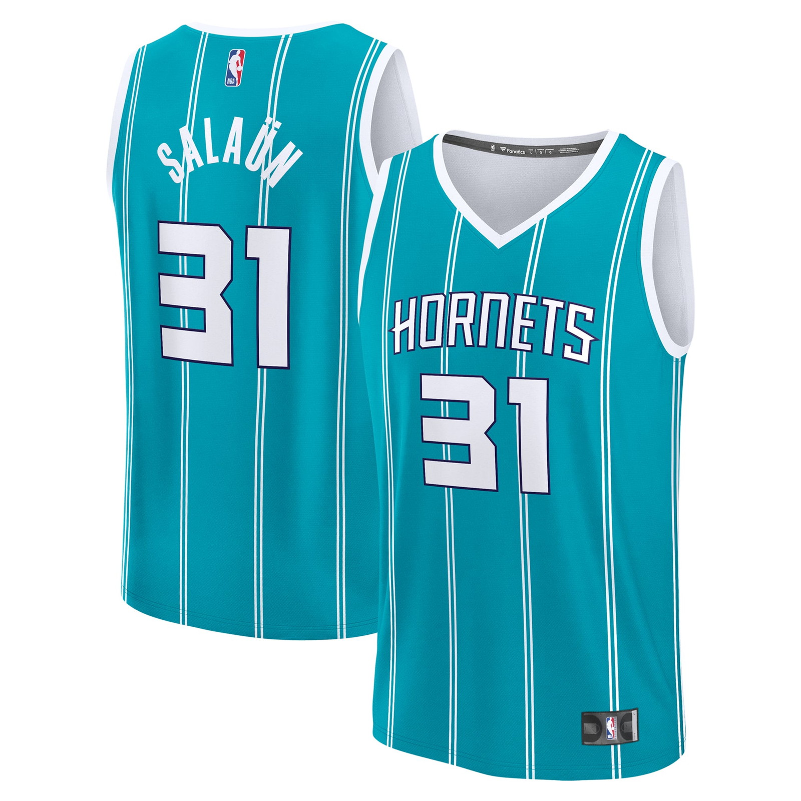 Tidjane Salaun Charlotte Hornets 2024 NBA Draft Fast Break Player Jersey Icon - front and back view