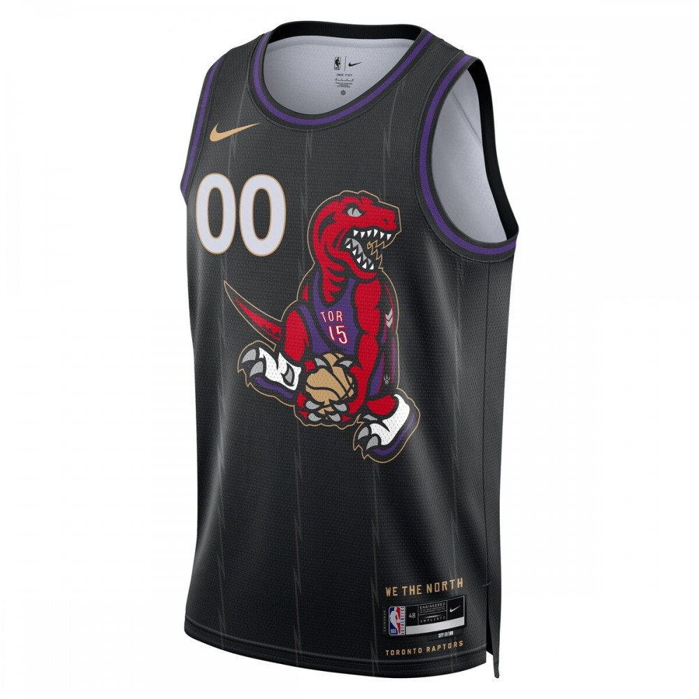 Toronto Raptors Unisex 2024/25 Custom Swingman Jersey City Edition Black - second front view