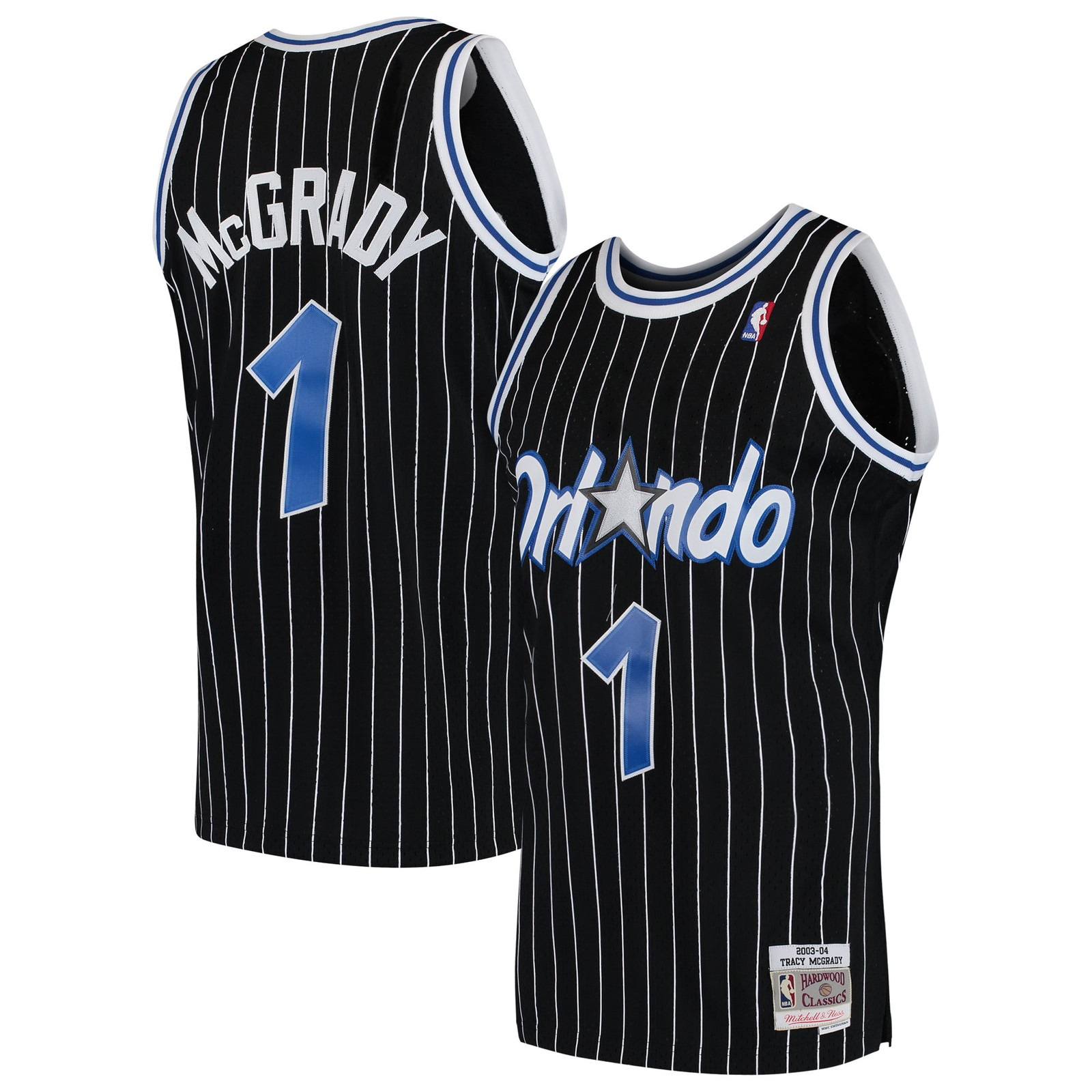 Tracy McGrady Orlando Magic Hardwood Classics Swingman Jersey Black - front and back view
