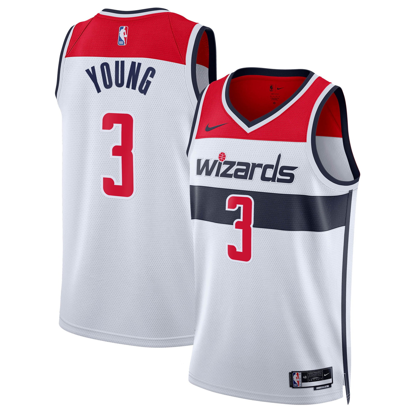 Trae Young Washington Wizards Unisex Swingman Jersey Association Edition White - front and back view