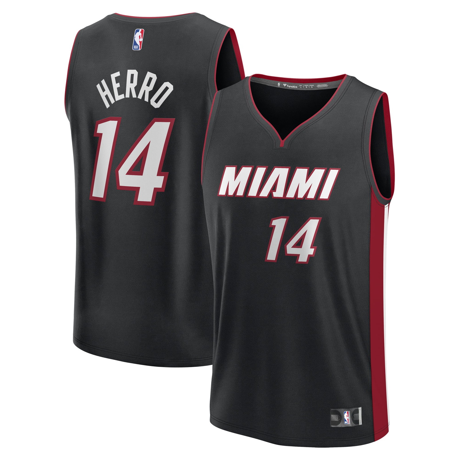 Tyler Herro Miami Heat Fast Break Fan Version Player Jersey Black Icon Edition - front and back view