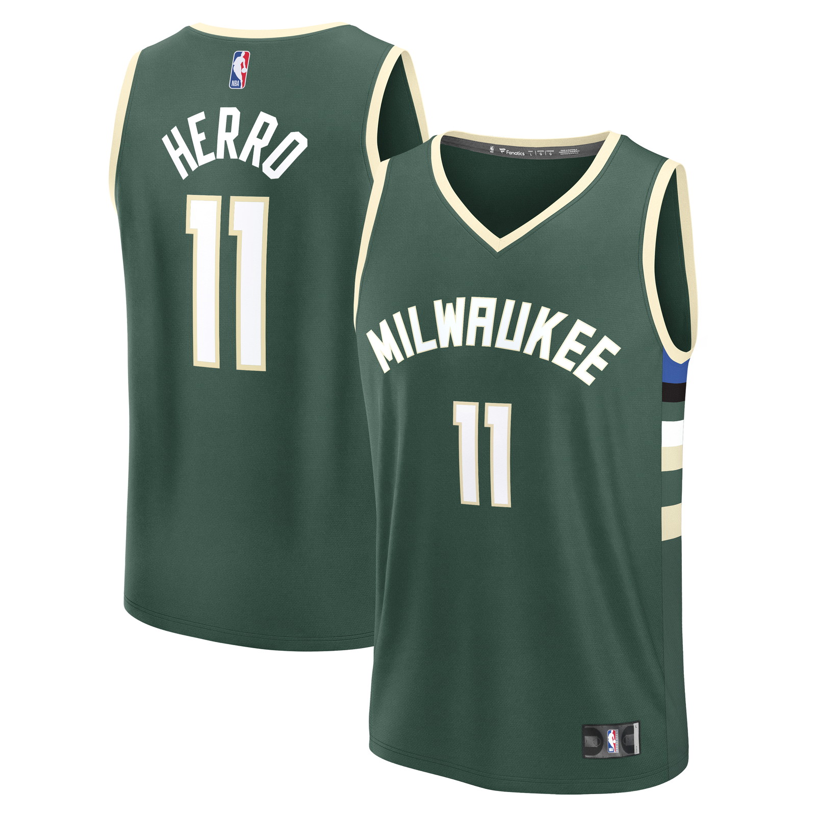 Tyler Herro Milwaukee Bucks Fast Break Fan Version Jersey Icon Edition Hunter - front and back view