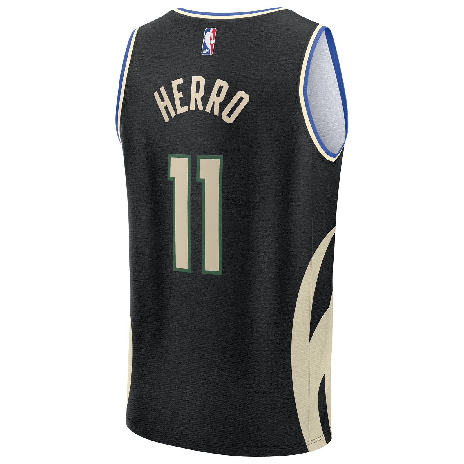 Tyler Herro Milwaukee Bucks Youth Fast Break Fan Version Jersey Black Statement Edition - back view