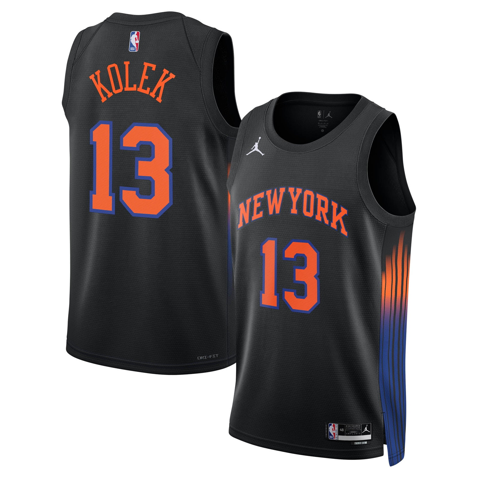 Tyler Kolek New York Knicks Unisex Swingman Jersey Statement Edition Black - front and back view