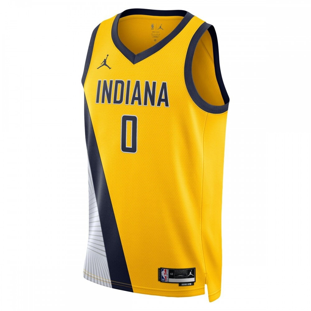 Tyrese Haliburton Indiana Pacers 2022/23 Statement Edition Swingman Jersey Gold - second front view