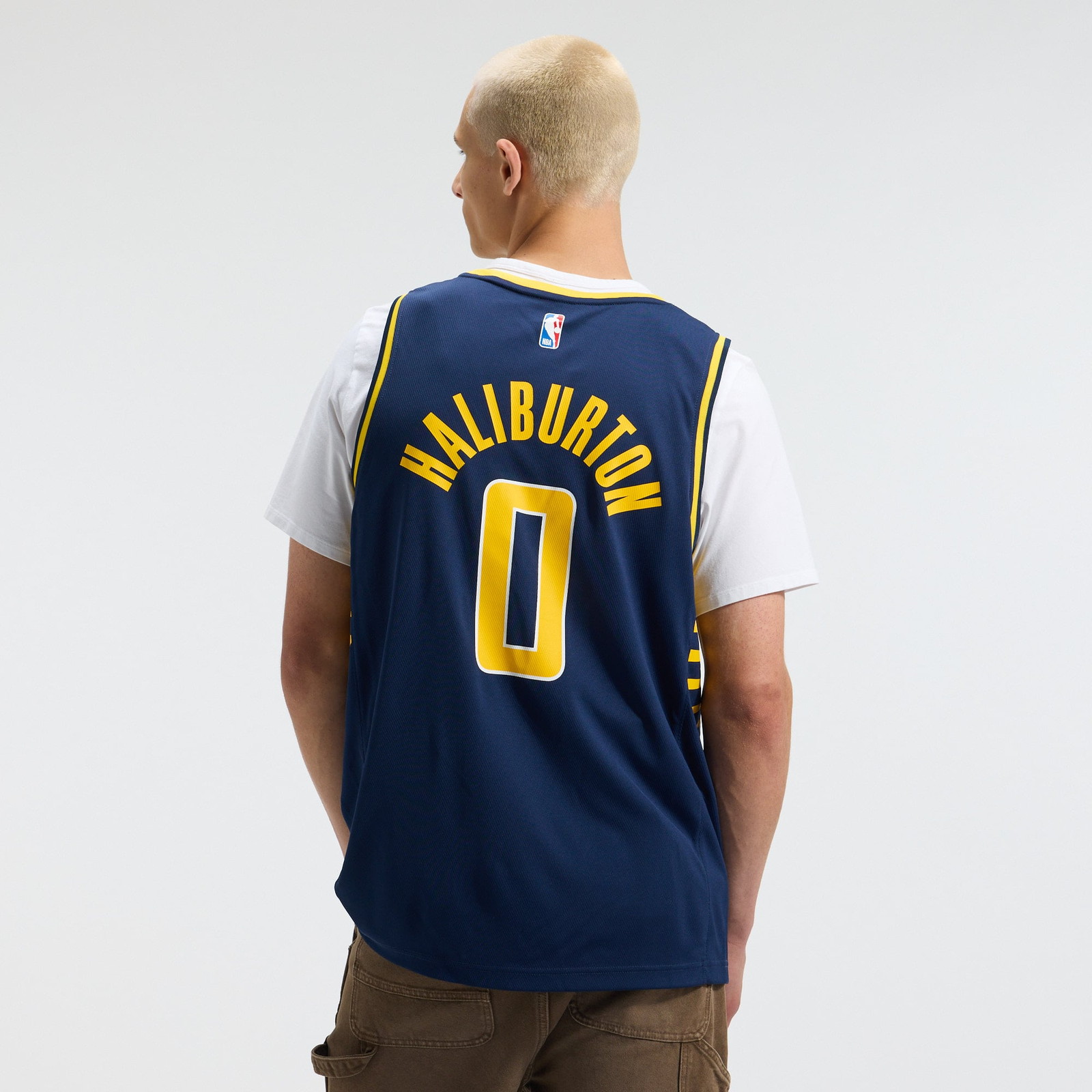 Tyrese Haliburton Indiana Pacers Fast Break Fan Version Jersey Navy Icon Edition - back view