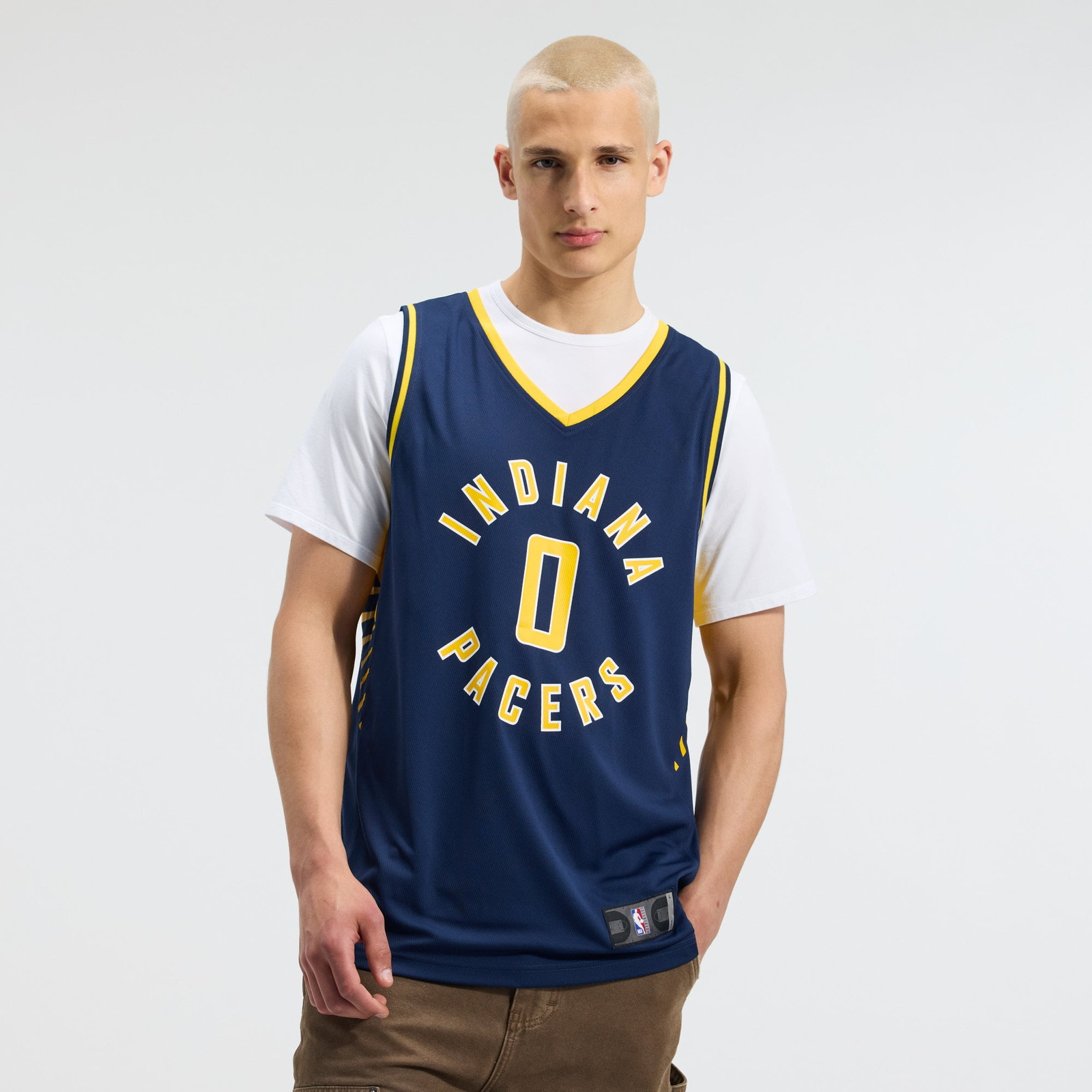 Tyrese Haliburton Indiana Pacers Fast Break Fan Version Jersey Navy Icon Edition - front view