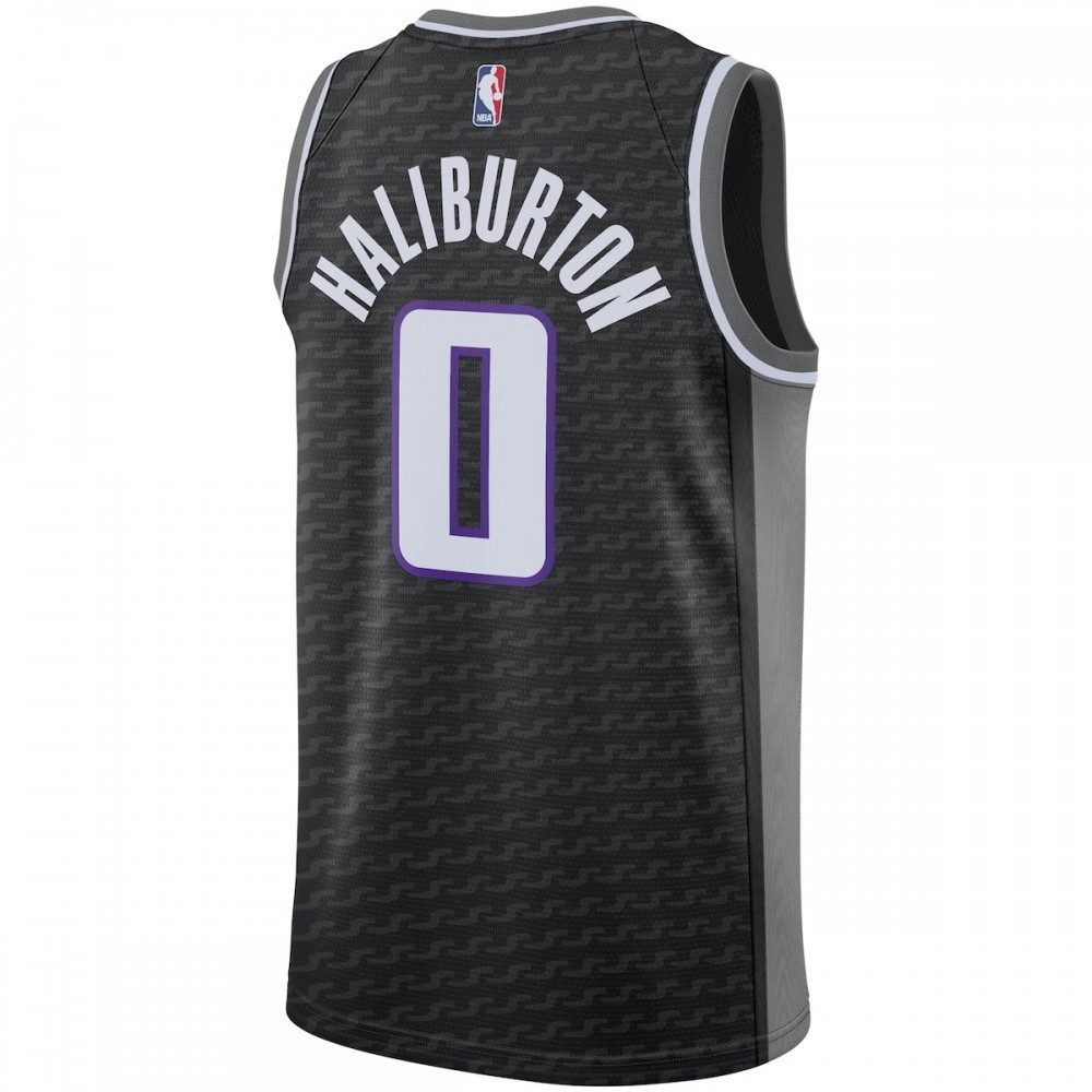 Tyrese Haliburton Sacramento Kings 2020/21 Swingman Jersey Statement Edition Black - back view