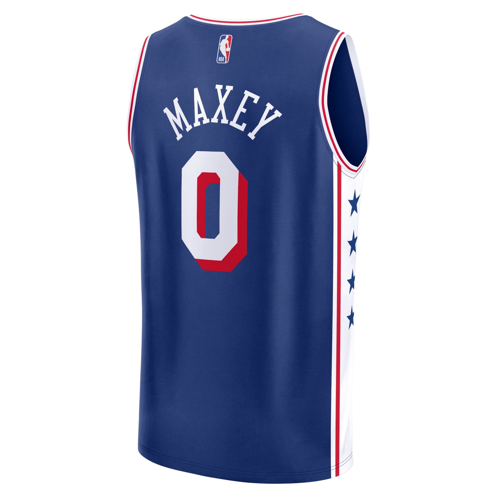 Tyrese Maxey Philadelphia 76ers Fast Break Fan Version Jersey Icon Edition Royal - back view