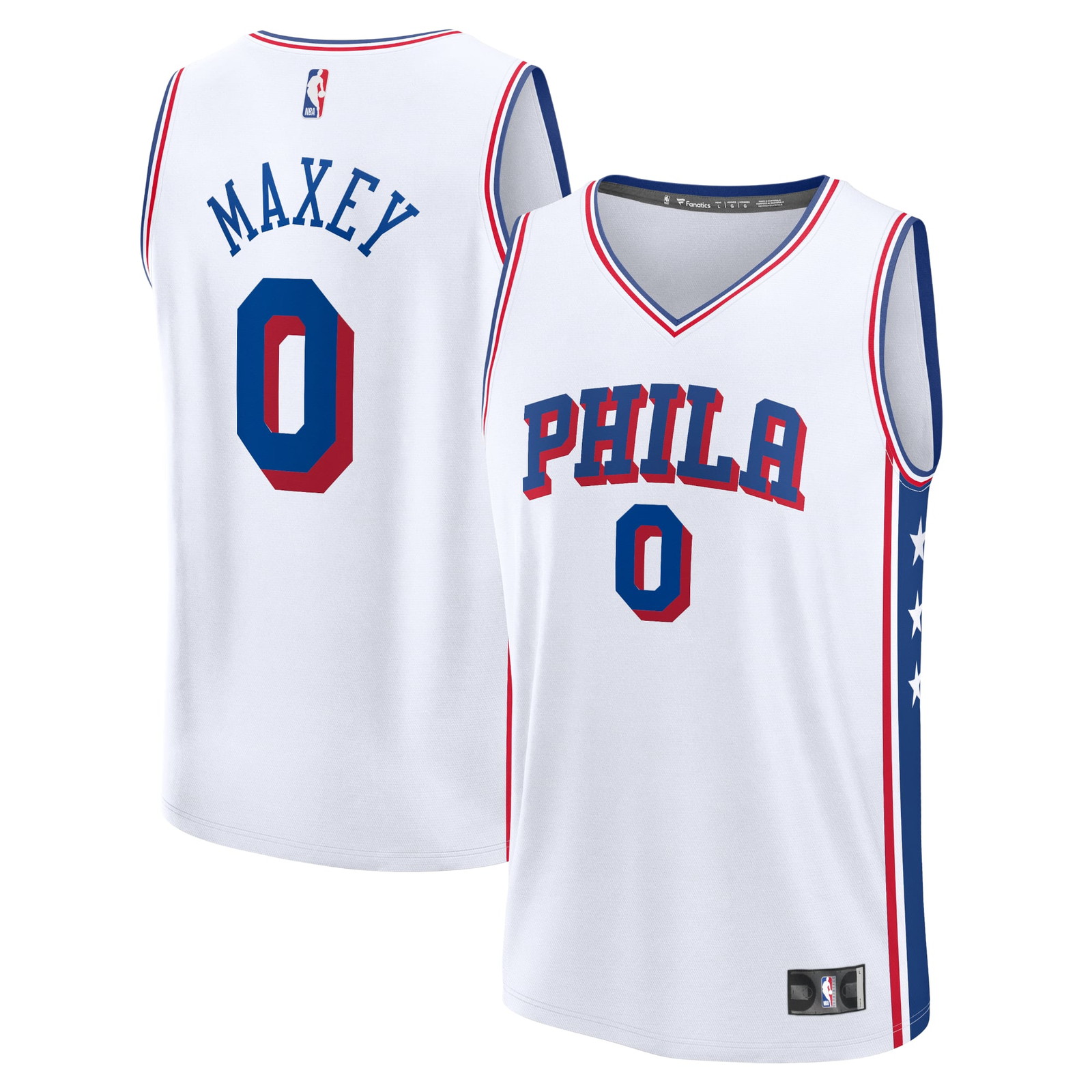 Tyrese Maxey Philadelphia 76ers Fast Break Fan Version Player Jersey - front and back view