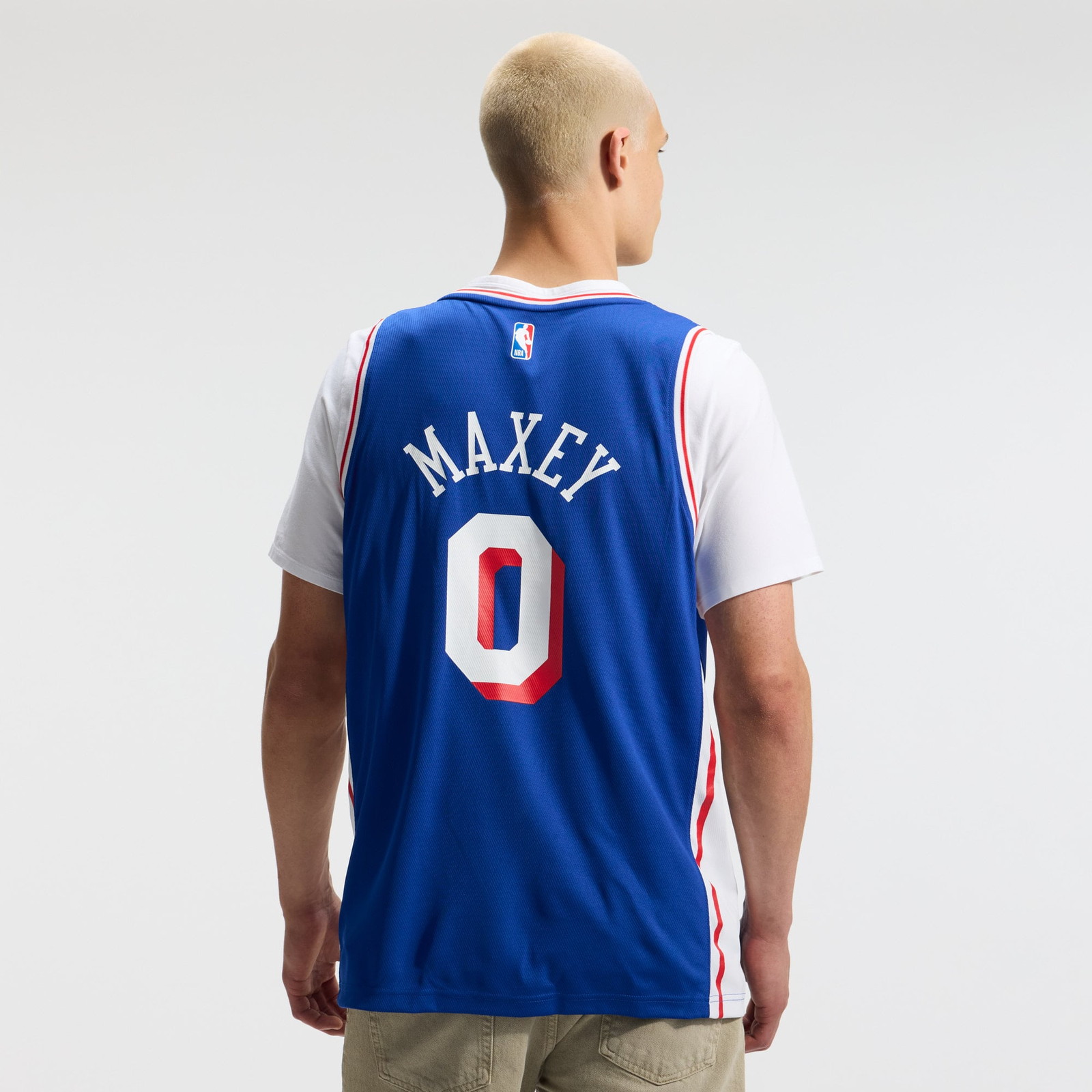 Tyrese Maxey Philadelphia 76ers Fast Break Fan Version Player Jersey Icon Edition Royal - back view