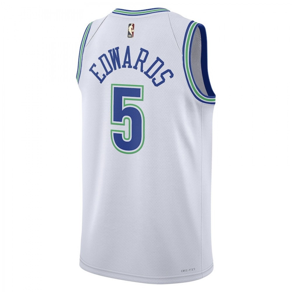 Unisex Anthony Edwards White Minnesota Timberwolves 2023/24 Swingman Jersey Classic - back view