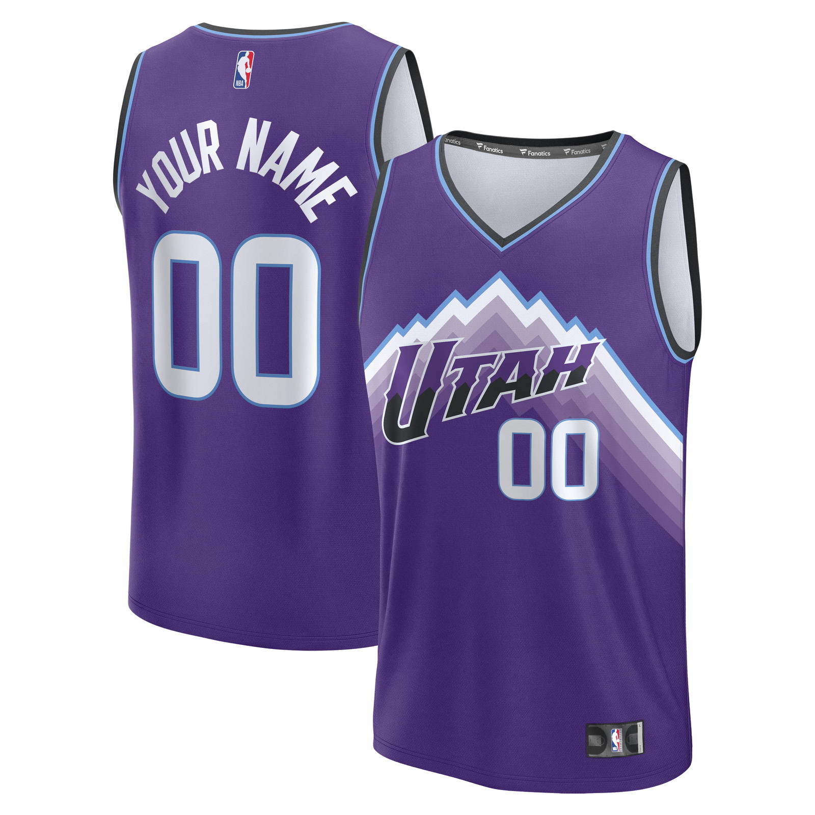 Utah Jazz Fast Break Fan Version Custom Jersey Purple Icon Edition - front and back view