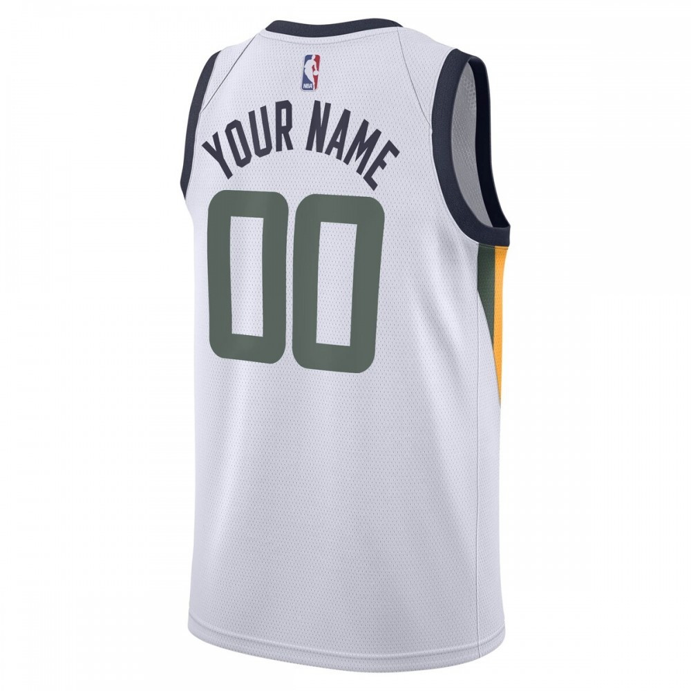 Utah Jazz Swingman Custom Jersey Association Edition White - back view