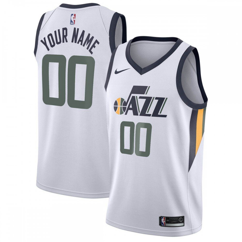 Utah Jazz Swingman Custom Jersey Association Edition White - front view
