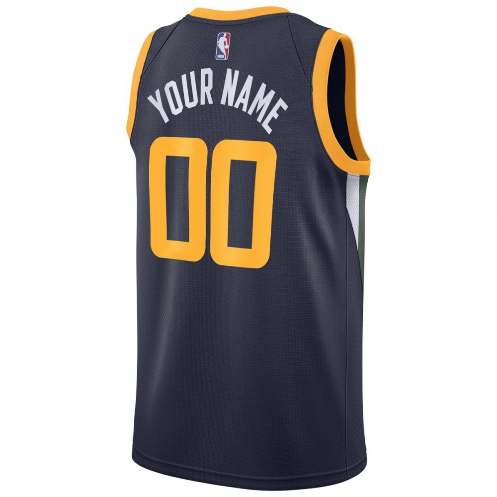 Utah Jazz Swingman Custom Jersey Navy Icon Edition - back view