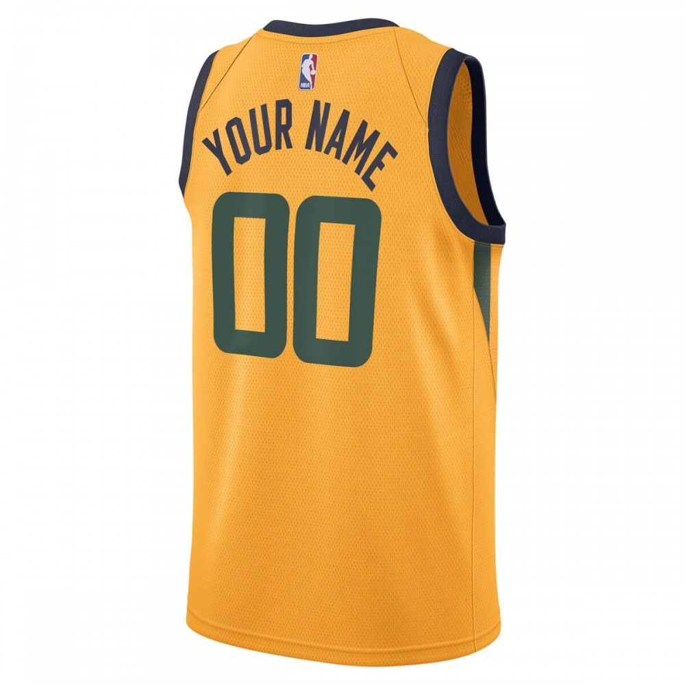 Utah Jazz Swingman Custom Jersey Statement Edition Gold - back view