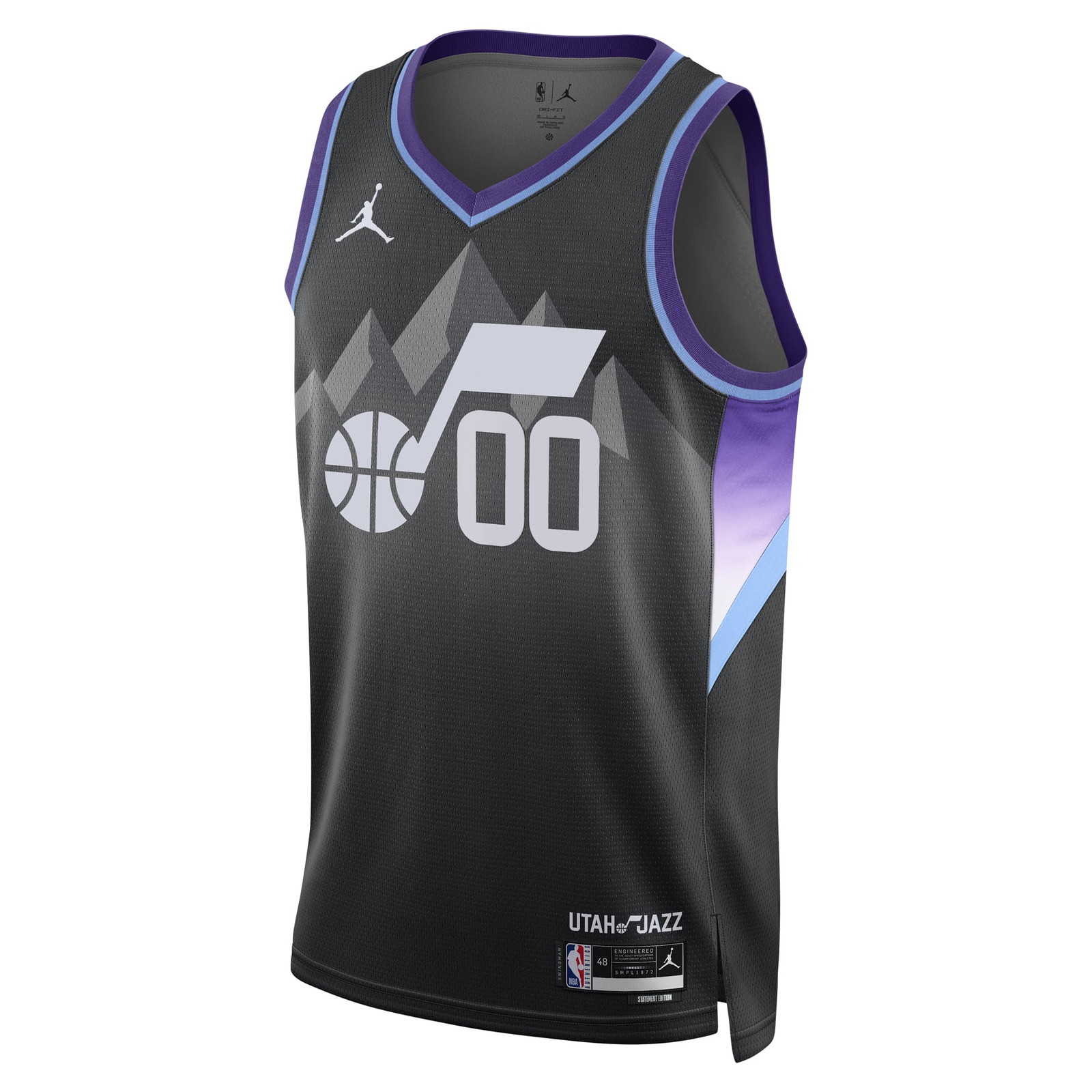 Utah Jazz Unisex 2024/25 Custom Swingman Jersey Statement Edition Black - front view