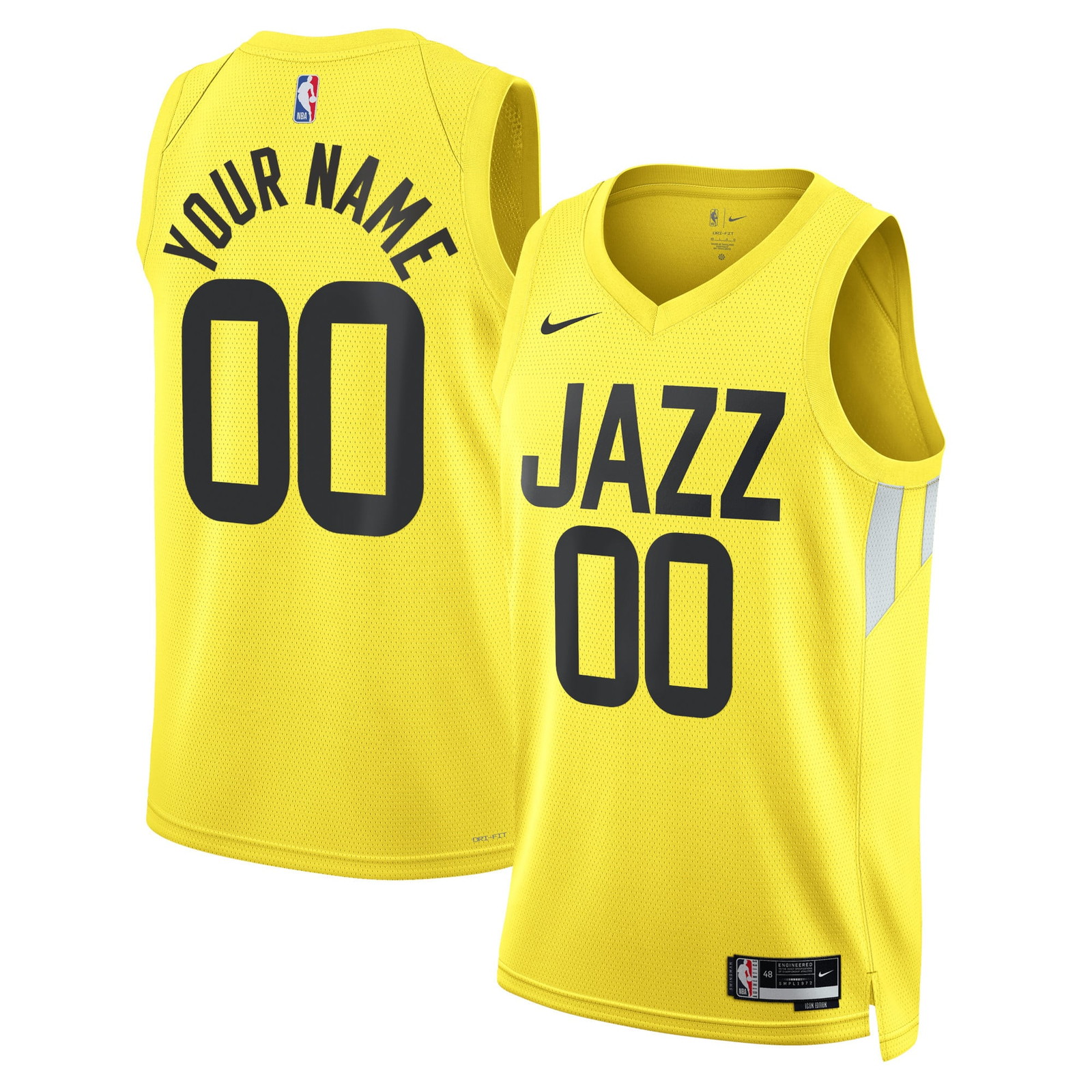Utah Jazz Unisex Swingman Custom Jersey Gold Icon Edition - front and back view